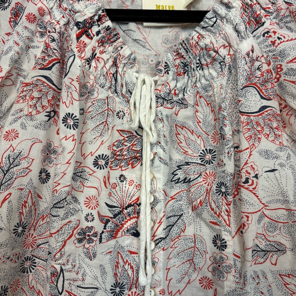 Maeve By Anthropologie Floral Print Button Down Blouse Size 2 - Picture 3 of 8